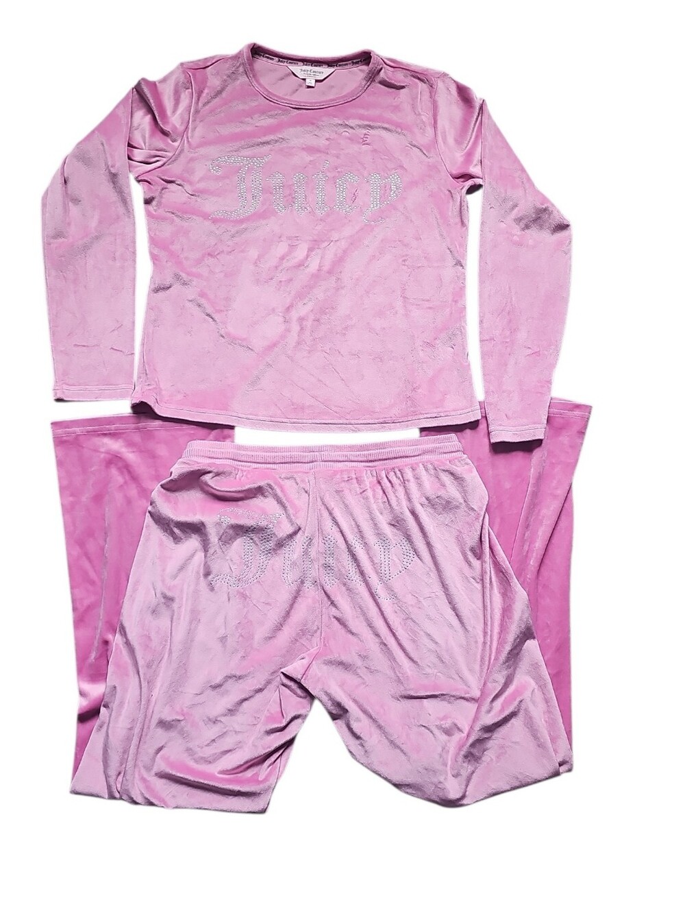 Juicy Couture Y2K Pink Velour Pajama Lounge Track Suit Set Medium
